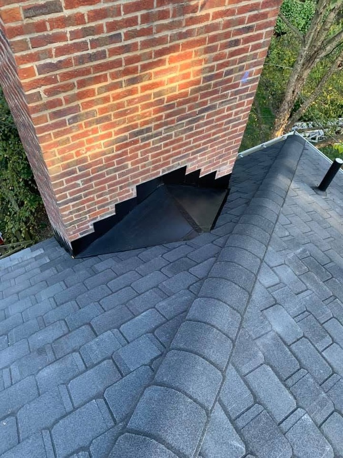 Soldered chimney flashing detail