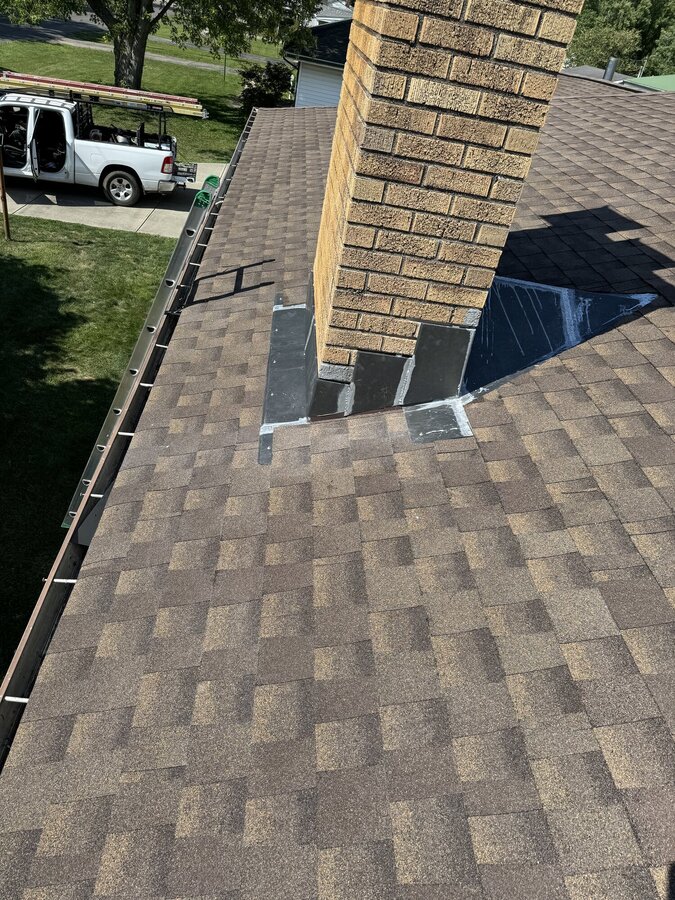 Soldered chimney flashing detail