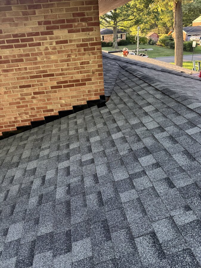 Completed soldered chimney flashing close